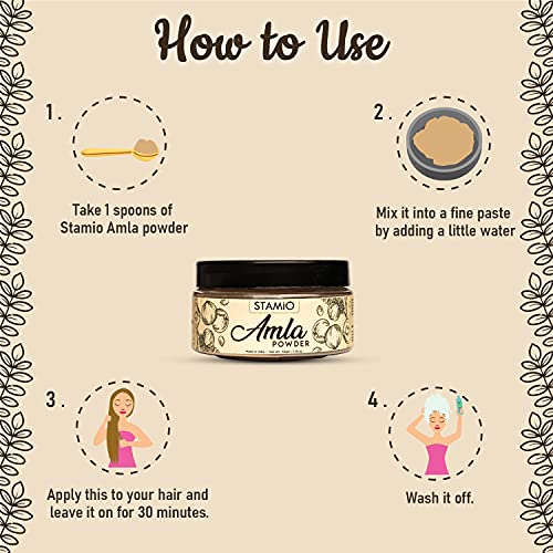 STAMIO Amla Powder 50 gm for Hair Pack, Mask, Scalp Health, Nourihment, Anti-Dandruff | Natural Indian gooseberry/Amalaki/Phyllanthus emblica | In Jar 1.76 oz - Image 3