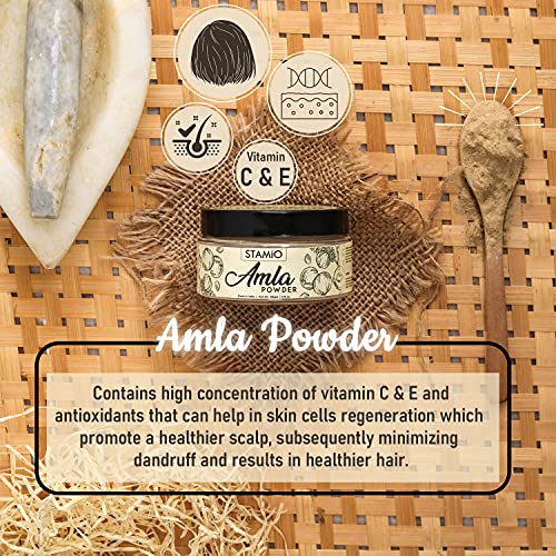 STAMIO Amla Powder 50 gm for Hair Pack, Mask, Scalp Health, Nourihment, Anti-Dandruff | Natural Indian gooseberry/Amalaki/Phyllanthus emblica | In Jar 1.76 oz - Image 5