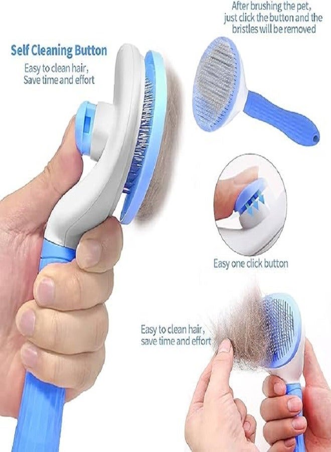 Cat Grooming Brush, Self Cleaning Slicker Brushes for Dogs and Cats Pet Grooming Brush for Pet Massage-Self Cleaning, Assorted Colors - Image 2