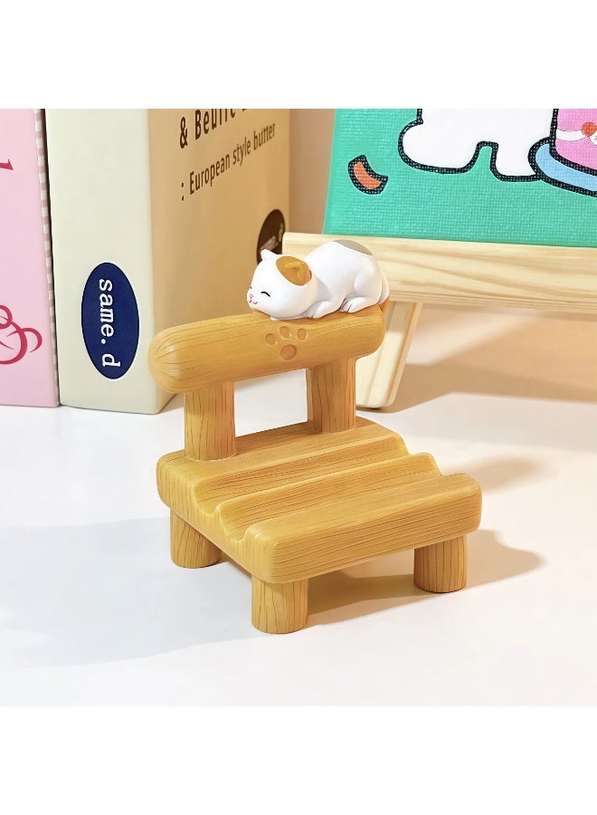 V.nice Cute Cat Chair Phone Stand Multi-Angle Desktop Holder, Creative Wooden-Like Lazy Bracket for Smartphones - Image 2