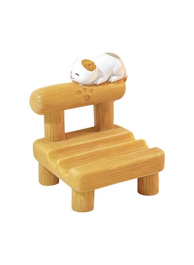 V.nice Cute Cat Chair Phone Stand Multi-Angle Desktop Holder, Creative Wooden-Like Lazy Bracket for Smartphones - Image 1