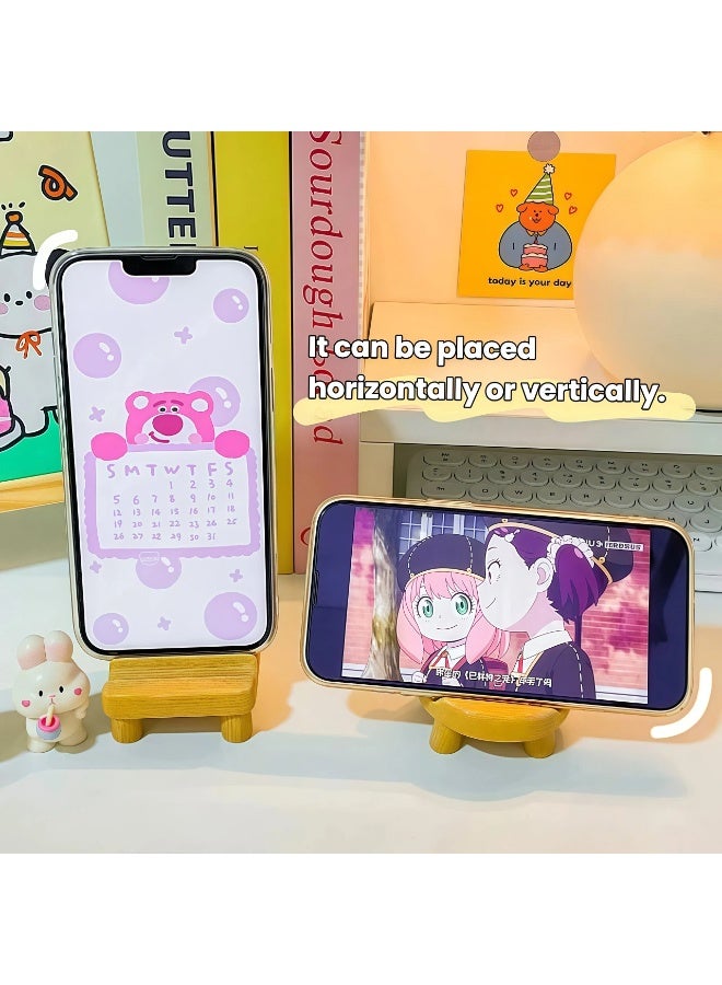 V.nice Cute Cat Chair Phone Stand Multi-Angle Desktop Holder, Creative Wooden-Like Lazy Bracket for Smartphones - Image 5