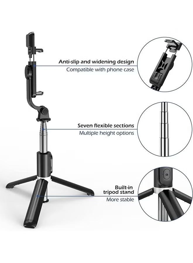 Arabest Selfie Stick with Wireless Bluetooth Remote, Portable Selfie Stick Tripod with Light, Compatible with iPhone 14/13 Pro/12/11 Pro/Max/XS/XR/X/8/7 and Android Smartphones - Image 2