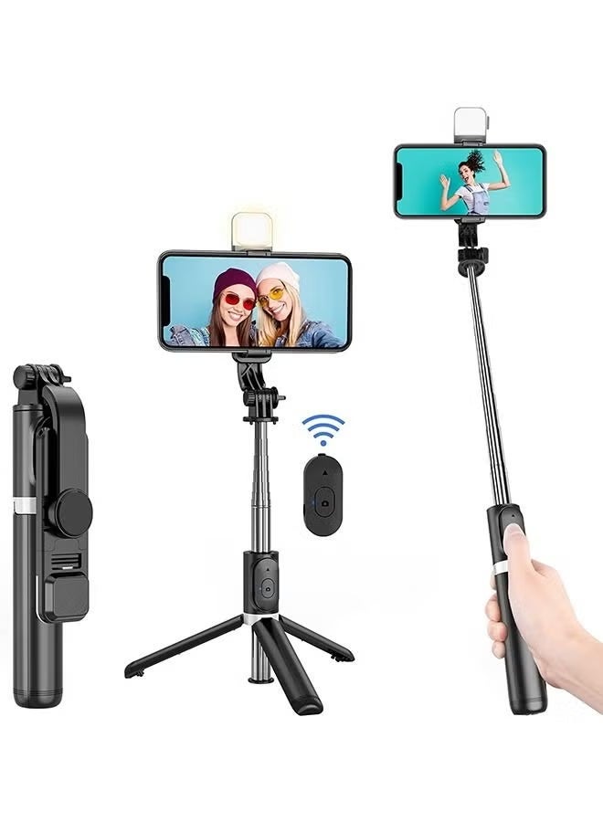 Arabest Selfie Stick with Wireless Bluetooth Remote, Portable Selfie Stick Tripod with Light, Compatible with iPhone 14/13 Pro/12/11 Pro/Max/XS/XR/X/8/7 and Android Smartphones - Image 1