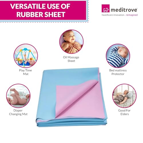 Meditrove Rubber Sheet for Bed | Waterproof Reusable Mattress Protector for Adult and Toddler | Non-Absorbent Oil Cloth | Rubberized Textile Fabric Crib and Hospital Bed Cover(1 Meter) - Image 4