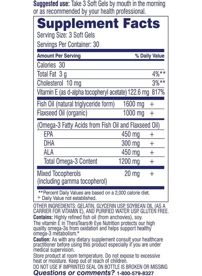 Thera Tears Nutrition For Dry Eyes Softgels 90 Caps (Pack Of 1) - Image 2
