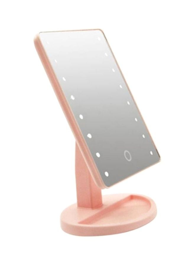 مرآة مستحضرات تجميل بمصباح LED وردي 29x18x8سم