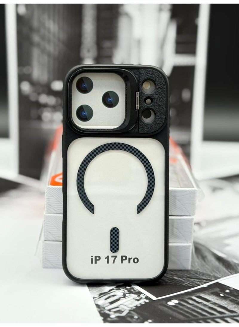 general Cat-Cot Magnetic Shockproof Case for iPhone 17 Pro with Camera Lens Protector & Kickstand Ring – Anti-Scratch, MagSafe Compatible, Carbon Fiber Design - Image 1