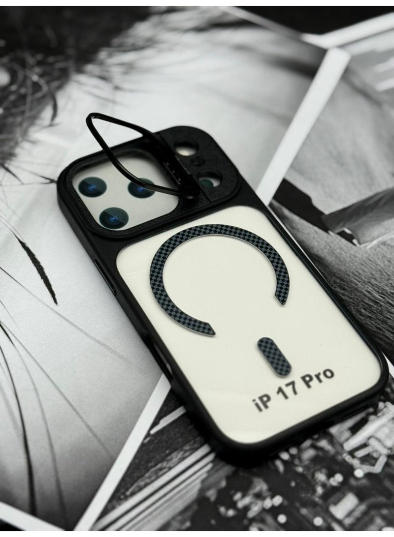 general Cat-Cot Magnetic Shockproof Case for iPhone 17 Pro with Camera Lens Protector & Kickstand Ring – Anti-Scratch, MagSafe Compatible, Carbon Fiber Design - Image 2