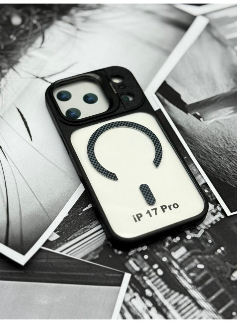 general Cat-Cot Magnetic Shockproof Case for iPhone 17 Pro with Camera Lens Protector & Kickstand Ring – Anti-Scratch, MagSafe Compatible, Carbon Fiber Design - Image 4