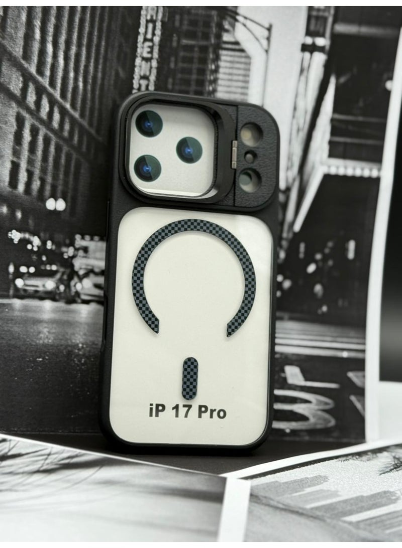 general Cat-Cot Magnetic Shockproof Case for iPhone 17 Pro with Camera Lens Protector & Kickstand Ring – Anti-Scratch, MagSafe Compatible, Carbon Fiber Design - Image 3