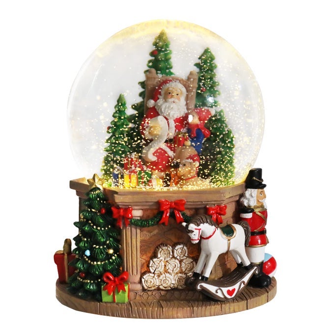 CHRISTMAS SNOW GLOBE SANTA WITH GIFTSWHITE HORSENUTCRACKER MUSICAL WITH SWIRLING GLITTER SNOWFLAKES LIGHTED CHRISTMAS DECORATIONS TABLETOP HOME DCOR