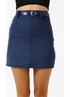 Win Moda Suede Skirt Short Belted / Belt Suede Skirt Model  - Image 5