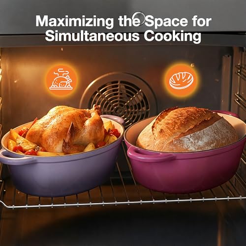 Kerilyn Oval Dutch Oven for Bread Baking, 4.5 Quart Non Stick Enameled Cast Iron Dutch Oven Pot with Lid, Oven Safe Oval Casserole with Lid up to 500°F for Baking, Braising, Stews, Roasting, Purple - Image 4
