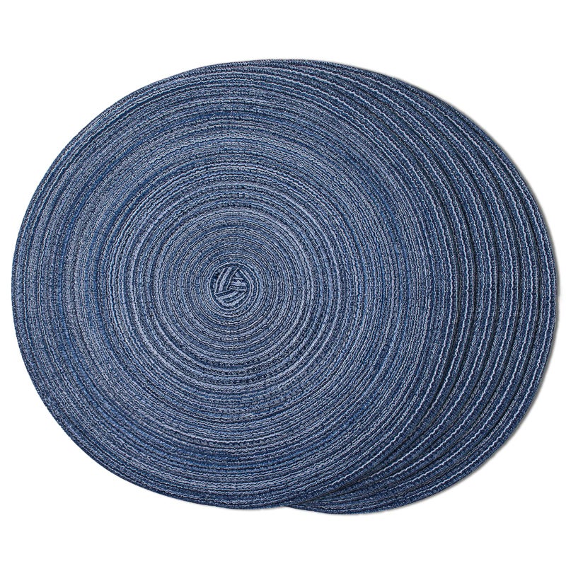 FunWheat Round Braided Placemats Set of 6 Place mats for Dining Tables Woven Heat Resistant Table Mats 15 inch Blue