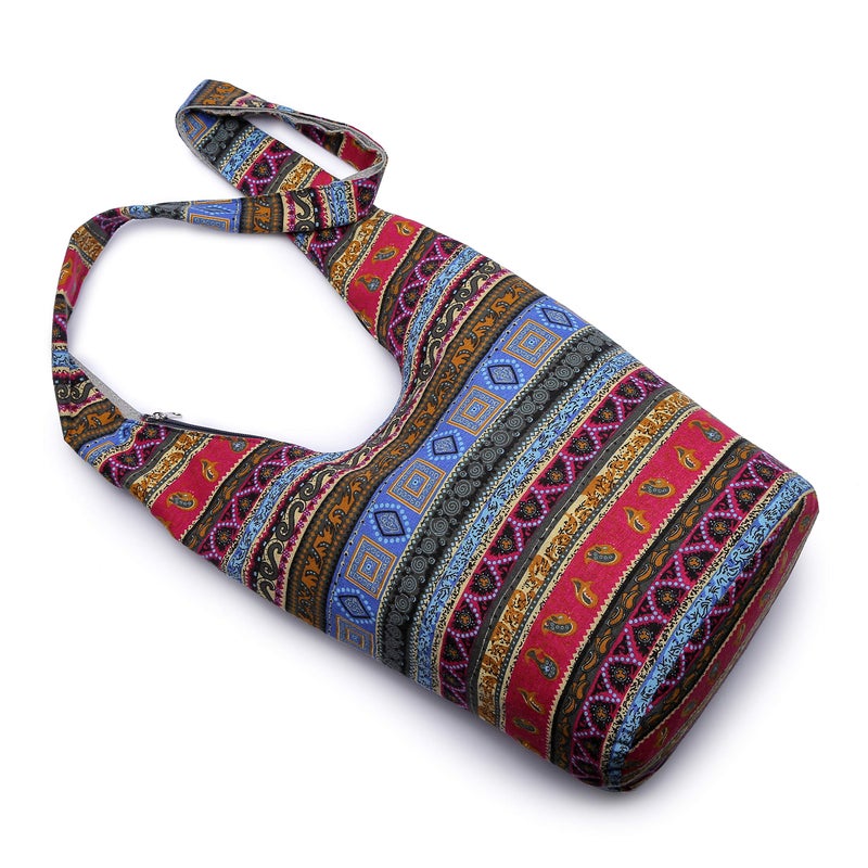 Coton Pose Women Shoulder Handbags Fashion canvas Hippie Crossbody Bags Bohemian Animal Prints Hobo Bags (Rose red) - Image 3