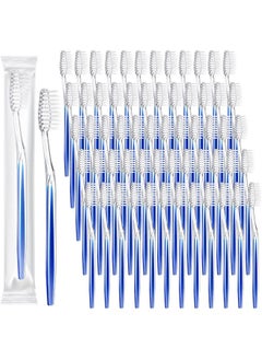 Patelai 100 Pcs Individually Wrapped Toothbrush Bulk Disposable Travel Toothbrushes Soft Bristle Tooth Brush Single Pack For Camping Adults Kids Hotels Guest Toiletries (Blue)  - Image 1