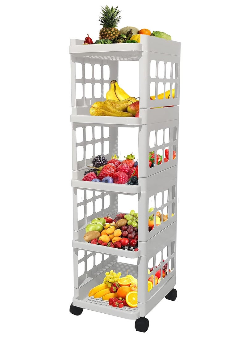 ROBMOB ROBMOB 5 Layers HeavyDuty Plastic Shoe Rack with 360 Rotatable for Kitchen Bathroom Office Organizer Foldable MultiPurpose Trolley Rack 5 Layer White  - Image 1