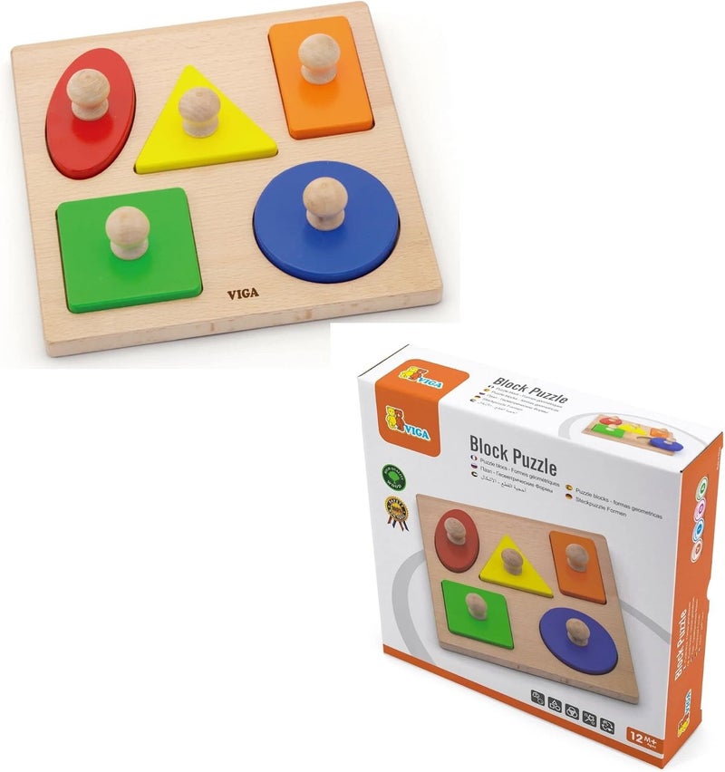 VIGA Early Development Wooden Shapes Puzzle Toy for Toddlers - Image 3