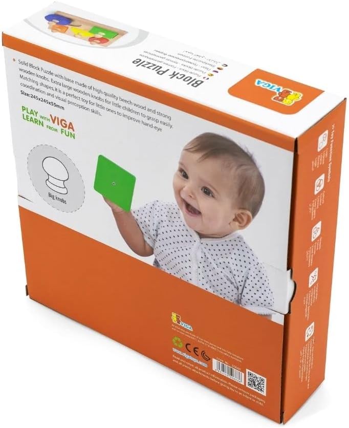 VIGA Early Development Wooden Shapes Puzzle Toy for Toddlers - Image 4