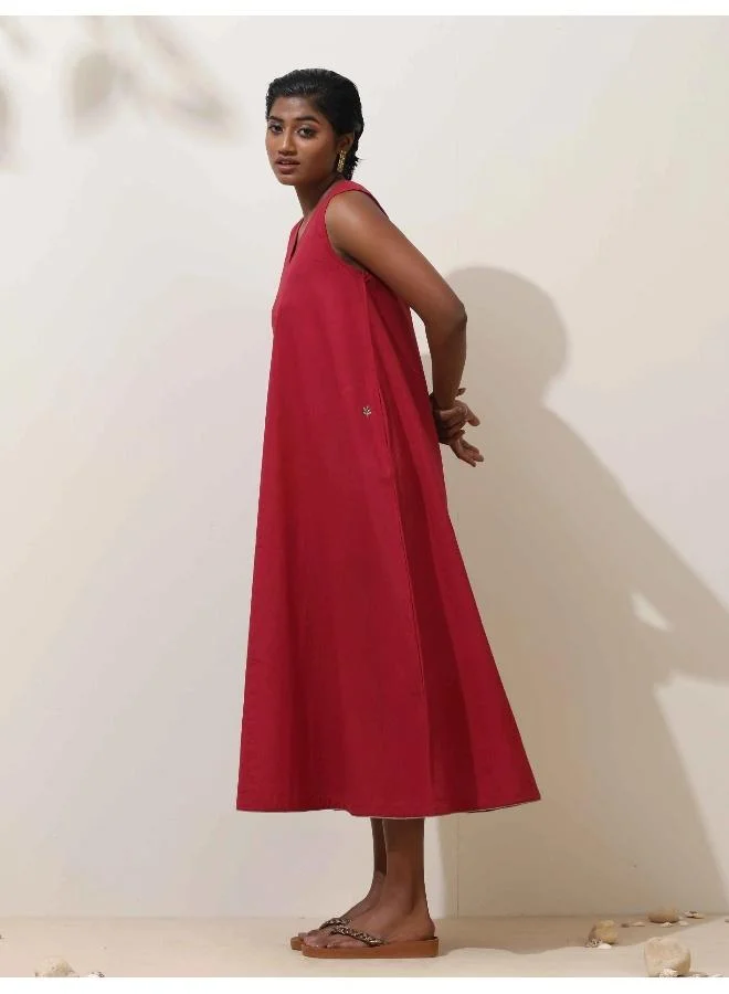 trueBrowns trueBrowns Maroon Cotton Dress