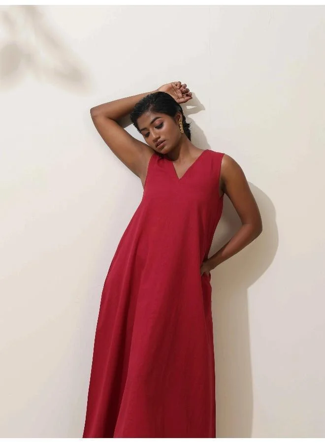 trueBrowns trueBrowns Maroon Cotton Dress