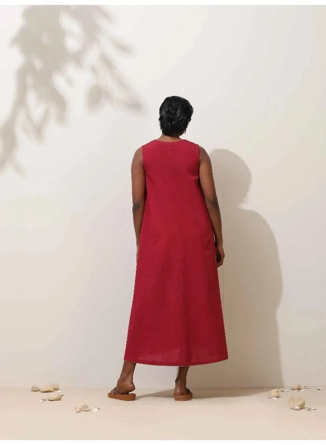 trueBrowns trueBrowns Maroon Cotton Dress