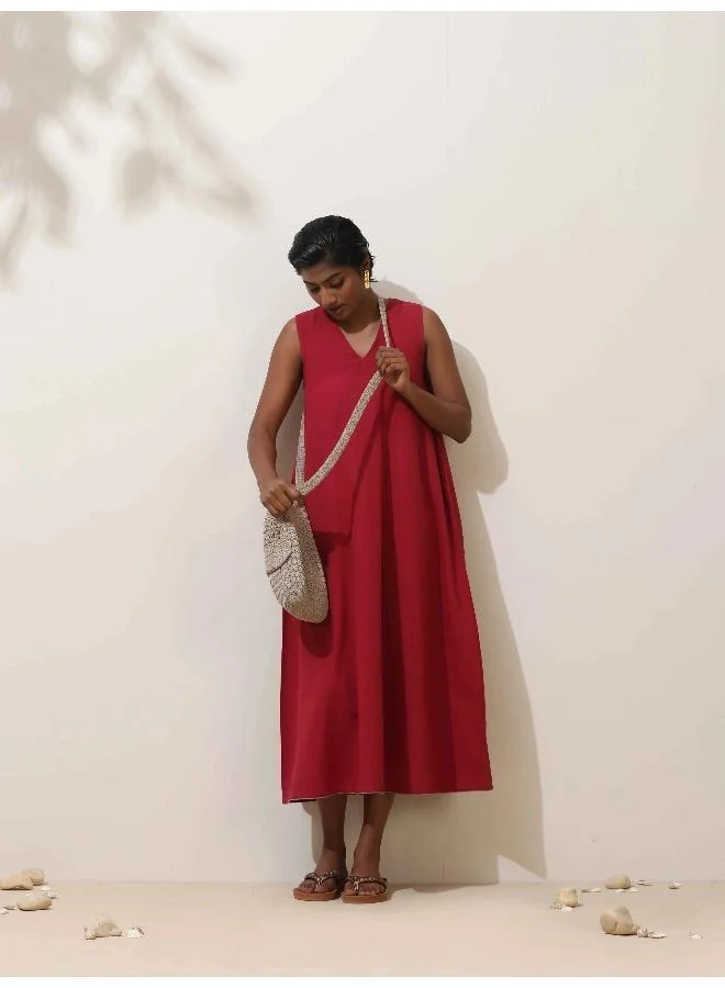 trueBrowns trueBrowns Maroon Cotton Dress