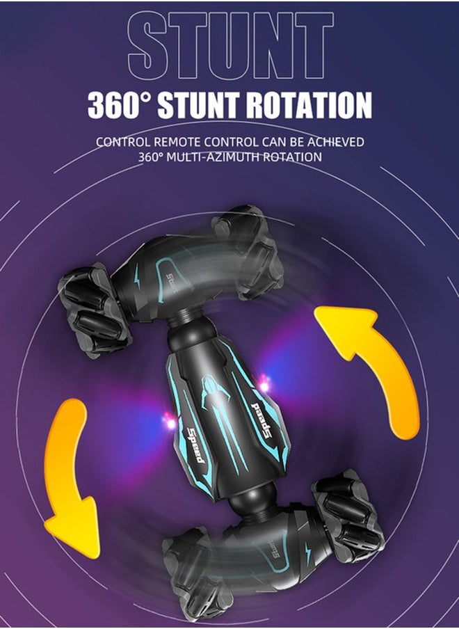 gearbox - Stunt 2.4G Remote Control Car – 1:16 Scale Dual RC, 45° Driving Angle, 360° Rotation, Lights & Music, Indoor & Outdoor Fun, Blue, Perfect Gift for Boys Aged 7+ - Image 1