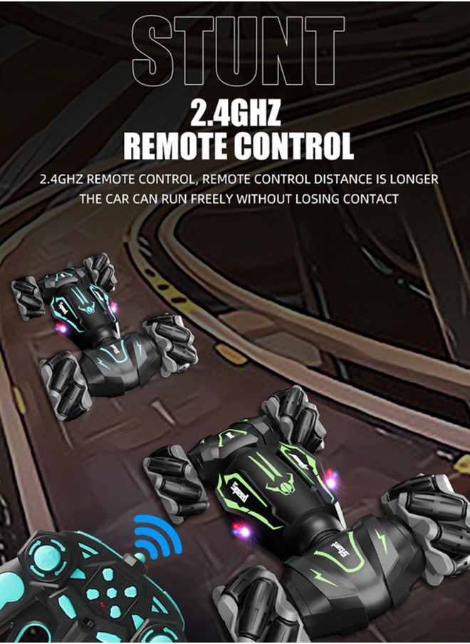 gearbox - Stunt 2.4G Remote Control Car – 1:16 Scale Dual RC, 45° Driving Angle, 360° Rotation, Lights & Music, Indoor & Outdoor Fun, Blue, Perfect Gift for Boys Aged 7+ - Image 1