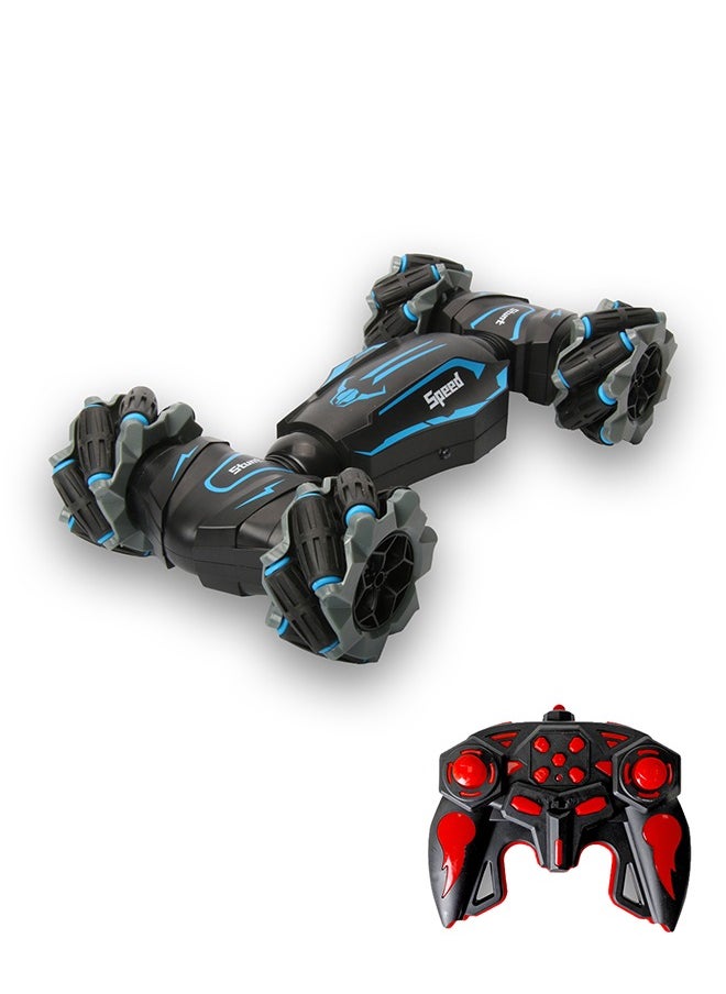gearbox - Stunt 2.4G Remote Control Car – 1:16 Scale Dual RC, 45° Driving Angle, 360° Rotation, Lights & Music, Indoor & Outdoor Fun, Blue, Perfect Gift for Boys Aged 7+ - Image 1
