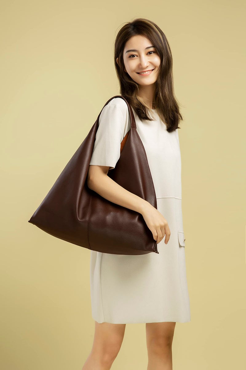 YLYYHH Leather Tote Bag, Oversized Hobo Bags, Large Tote Bag for Women Work, Vegan Leather Handbags Travel, Oversized Tote Handbag, Coffee - Image 3