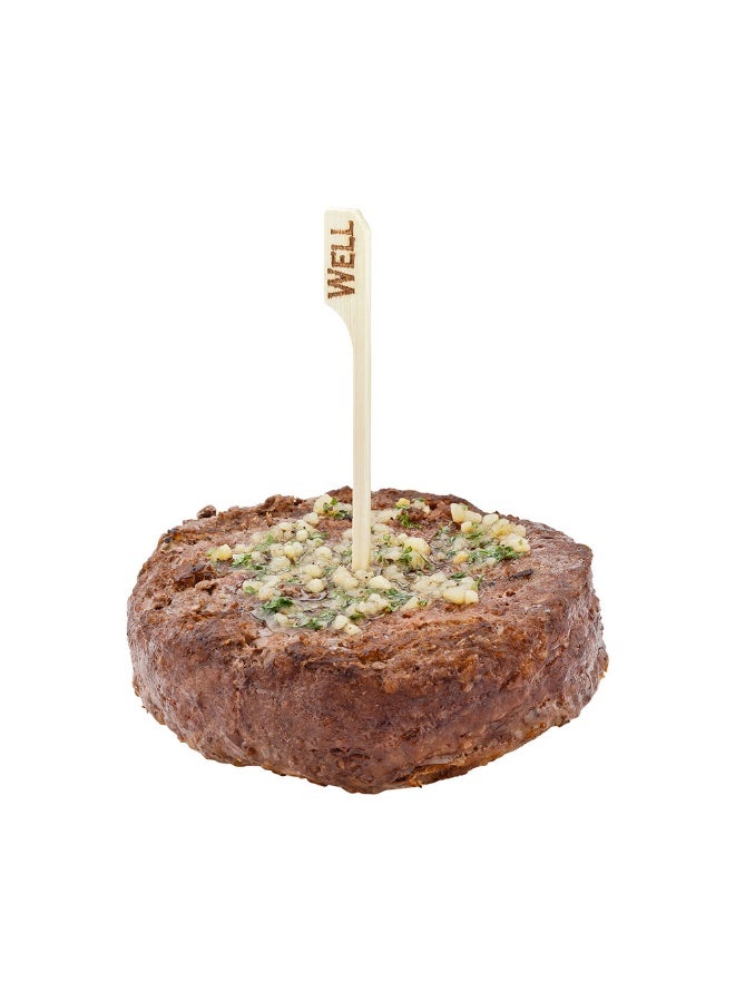 Restaurantware RW Smart 4 Inch Well Steak Markers, 1000 Disposable Meat Marker Sticks - With Well Embossing, Paddle Design, Bamboo Steak Temperature Markers, For Barbeques, Parties, Or Buffets - Image 2