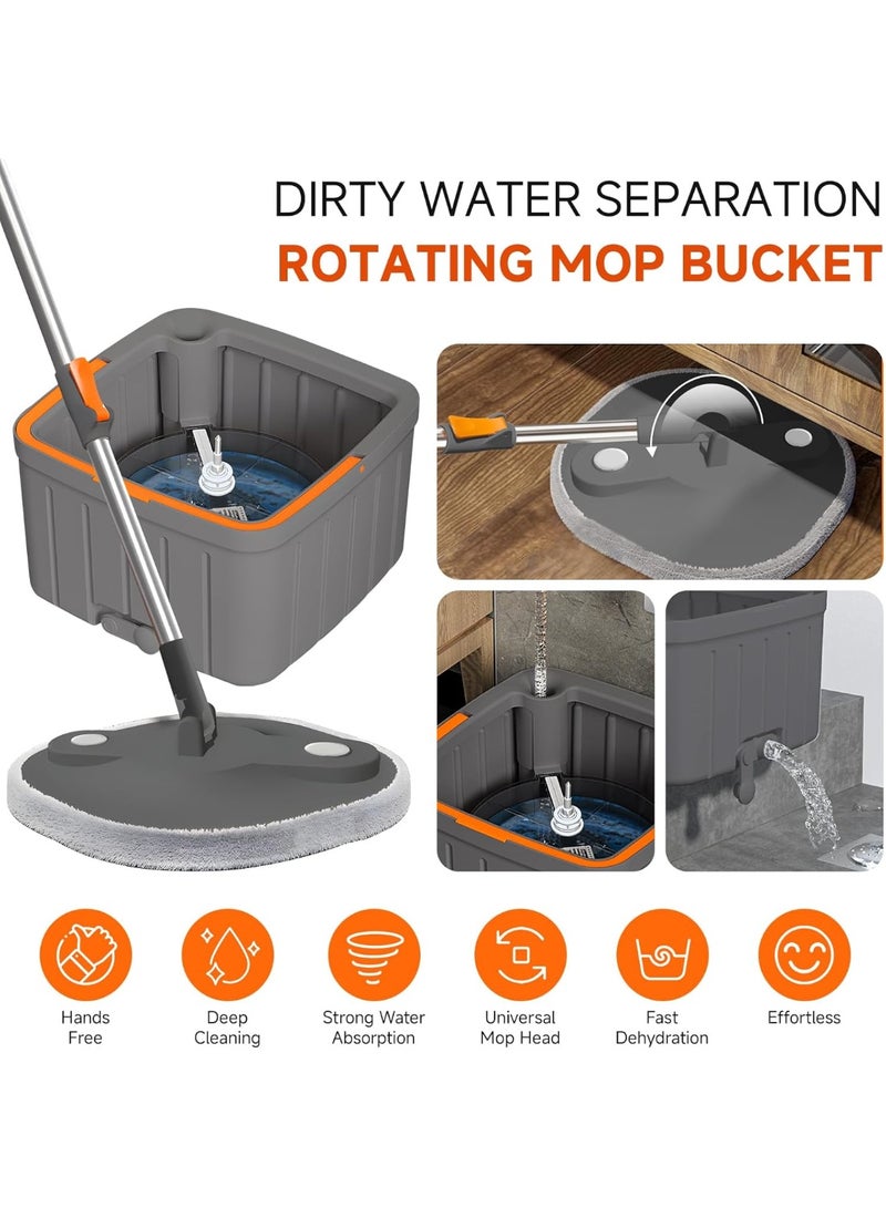 Spin Mop Set with Clean/Dirty Water Separation, 360° Rotating Bucket, Adjustable Handle, and 2 Microfiber Mop Heads - Image 5