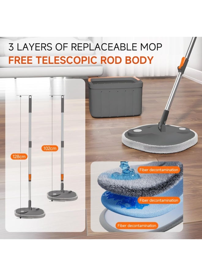 Spin Mop Set with Clean/Dirty Water Separation, 360° Rotating Bucket, Adjustable Handle, and 2 Microfiber Mop Heads - Image 2