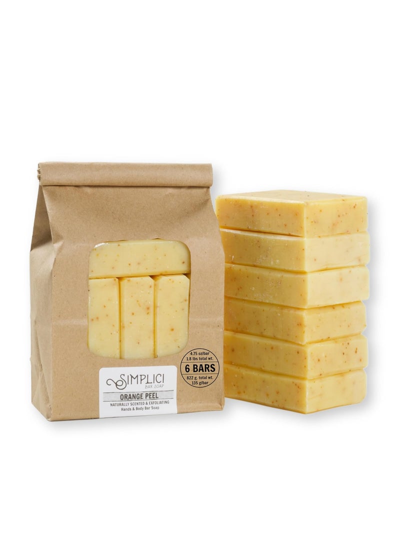 SIMPLICI - Orange Peel Natural Soap exfoliating  pure essential oils 6 Bar Value Bag Palm Free - Image 1