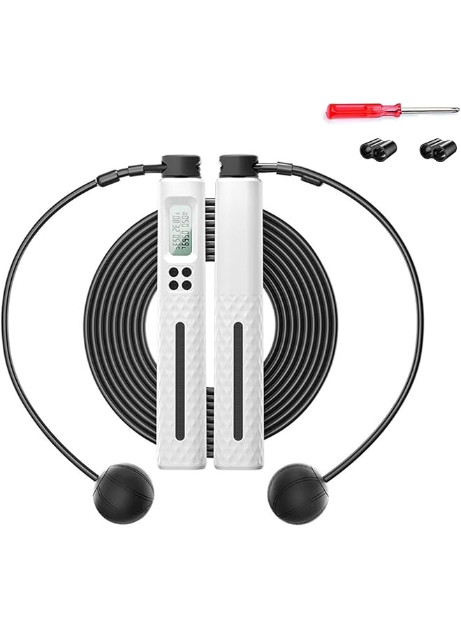 2-in-1 Tangle-Free Smart Jump Rope with Counter & Display, Cordless Skipping Rope with Small Weighted Ball for Men & Women, Adjustable Jumping Rope for Indoor & Outdoor Use