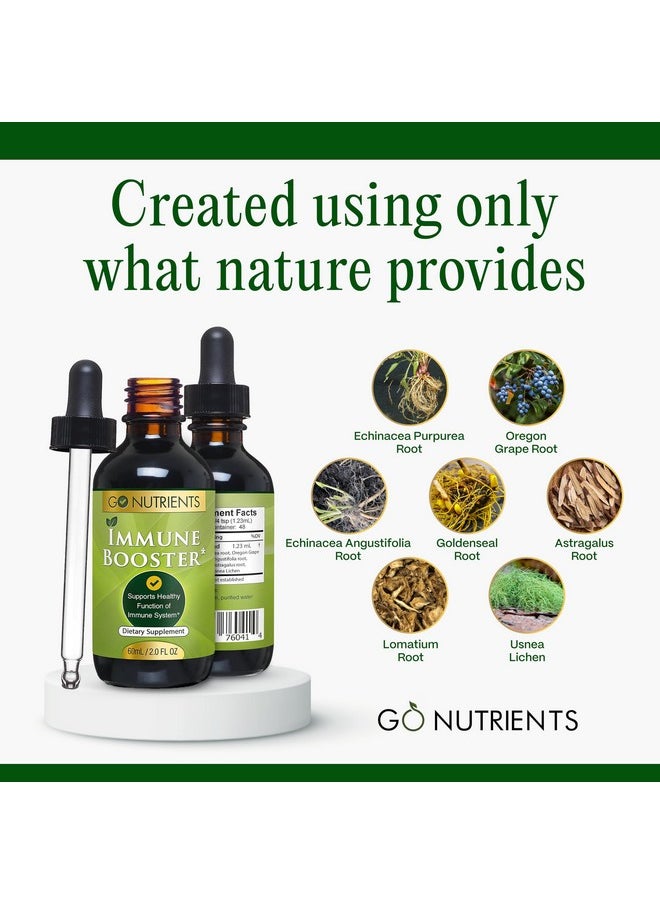 Go Nutrients Go Nutrients Immune Boosters for Adults and Kids - Immune Support Supplement with Echinacea Goldenseal & More - 7 in 1 Immunity Supplement - Fast Acting for Onset of Symptoms - 2.0 oz. | 48 Servings  - Image 3
