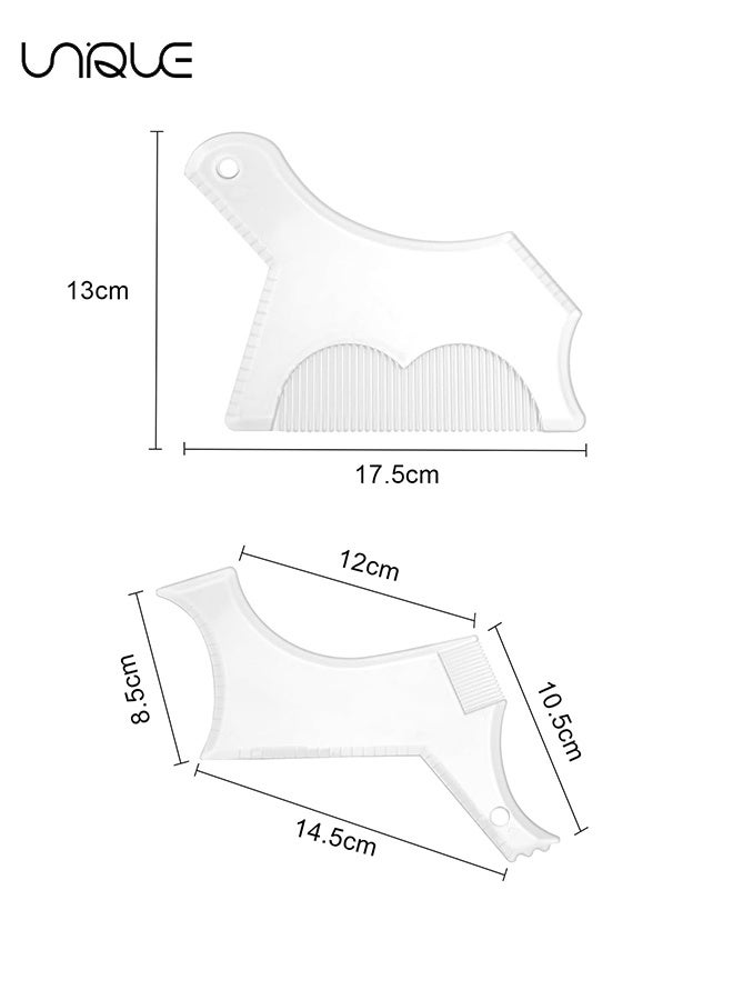 Unique 2PCS Men's Beard Shaping Tool Template - Beard Guide Shaper with Inbuilt Comb - Transparent Beard Styling Template - Multi-liner Edges Shave for Curve/Straight/Neckline/Goatee/Sideburns (Clear) - Image 2