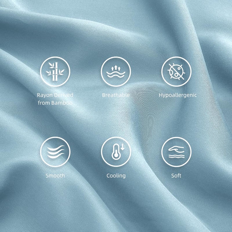 Parkdeny Standard Pillowcases  Cooling Viscose from Bamboo Pillow Covers with Envelope Closure  Soft Moisture-Wicking for Hot Sleepers  Hair and Skin-Friendly  Aqua Blue  2 Pack - Image 5