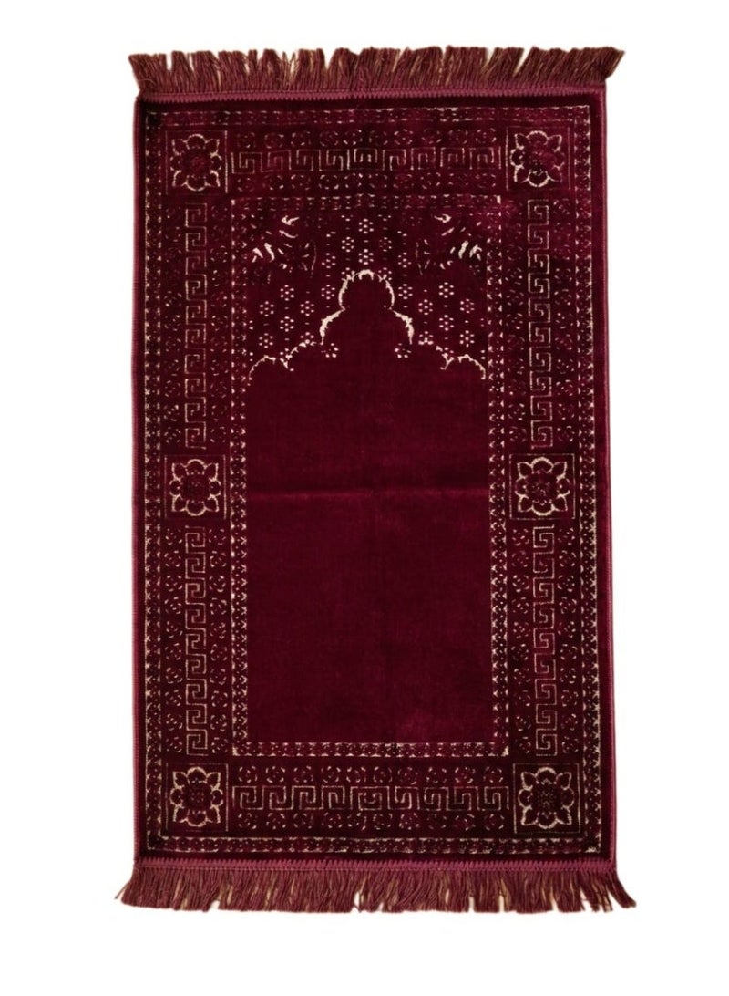 سجاد صلاه مصنوعه من القطيفه الناعمه  خامه عاليه الجوده باللون الاحمر الغامق - Image 2