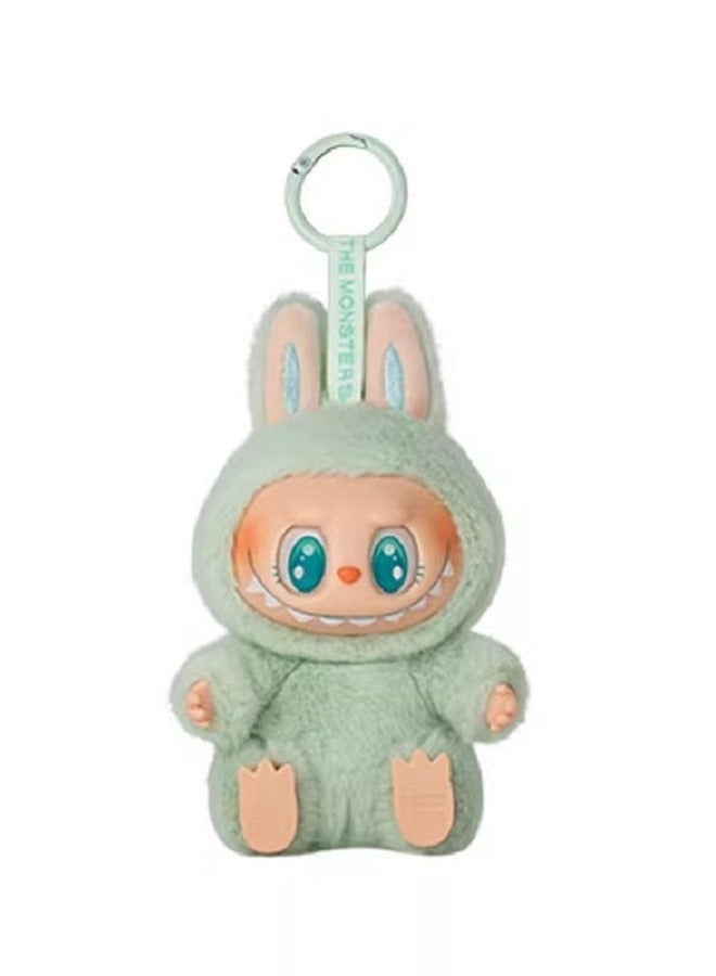 Second-Generation Sit-Down Party Series - Labubu - Vinyl Plush Toy (Grumpy Style),Green Doll Trendy Pendant Keychain,17 cm - Image 1