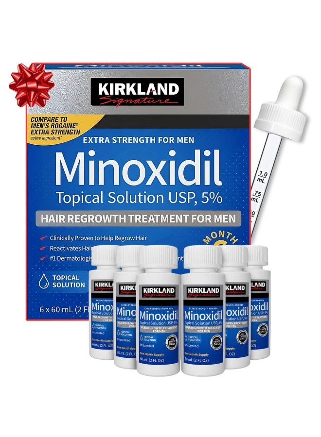 6 bottles of minoxidil 5% hair regrowth treatment 60ml