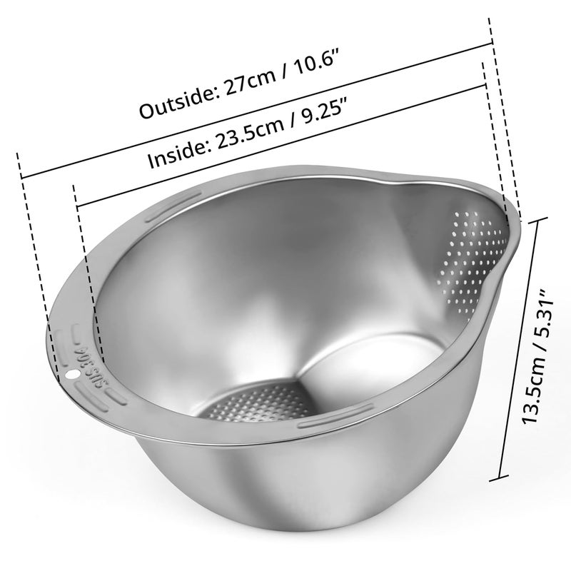 Winter Shore Stainless Steel Rice Colander Strainer with Pouring Spout Stainless Steel Kitchen Strainer for Rinsing Cleaning Draining Pasta Quinoa Fruits Vegetables Beans - Image 2