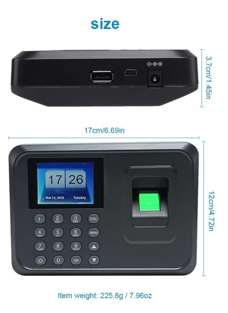 Biometric Fingerprint Password Attendance Machine Employee Check-in Recorder Fingerprint Time Clock for Office & Small Business Easy Installation & Accurate Time Tracking