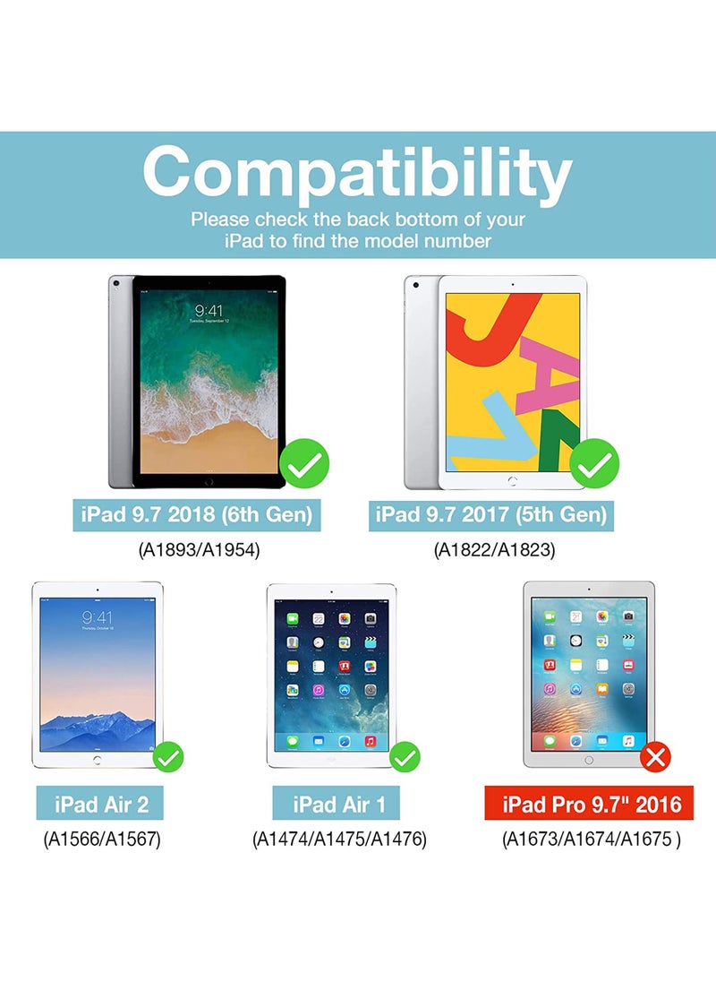 Rock Pow iPad 9.7 Inch Case iPad 6th 5th Generation Cases iPad Air 2, iPad Air Case Slim Soft TPU Cover Stand Smart Case for iPad 9.7 2018 2017 Model iPad Air 2 Air 1  - Image 2