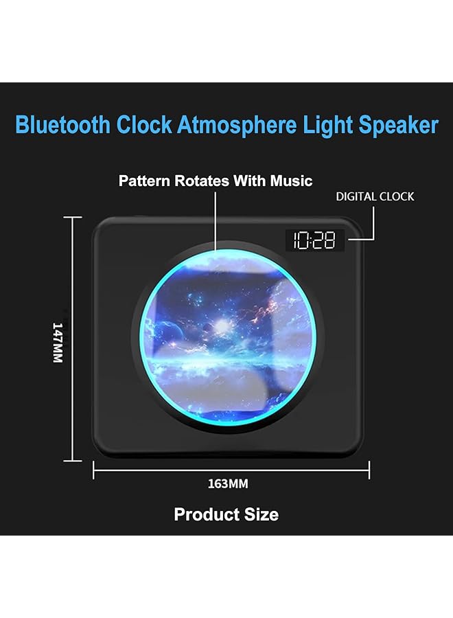 إيروريكس مكبر صوت بلوتوث لاسلكي محمول مع صوت ستيريو عالي الدقة وساعة رقمية وتأثيرات إضاءة محيطية، يدعم بطاقة Tf Bluetooth Aux، مثالي للمنزل وهدايا عيد الميلاد للفتيات والأولاد والعائلة - Image 3