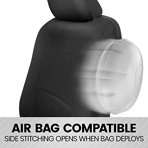 BDK PolyPro Car Seat Covers Full Set in Solid Black with Steering Wheel Cover & Seat Belt Pads – Front and Rear Split Bench Car Seat Cover, Easy to Install, Interior Covers for Auto Truck Van SUV - Image 5