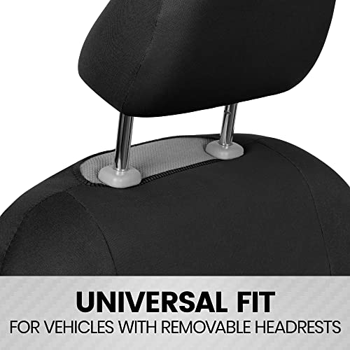 BDK PolyPro Car Seat Covers Full Set in Solid Black with Steering Wheel Cover & Seat Belt Pads – Front and Rear Split Bench Car Seat Cover, Easy to Install, Interior Covers for Auto Truck Van SUV - Image 4