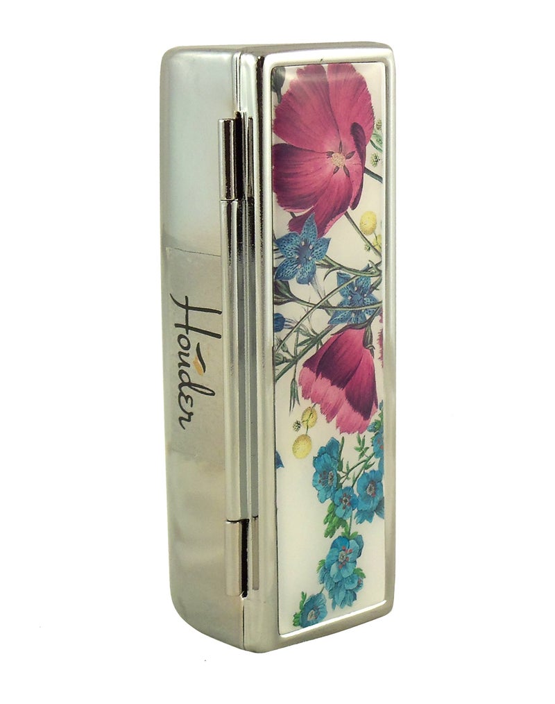 Houder Designer Lipstick Case with Mirror for Purse - Decorative Lipstick Holder with Gift Box - Velvet Lined - Protect Your Lipsticks in Style (Violets) - Image 3